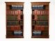 Vintage Pair Sheraton Style Burr Walnut Open Bookcases Late 20th C | Ref. no. 05519a | Regent Antiques