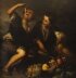 Antique Oil Painting Grape and Melon Eaters After Bartolome\