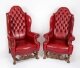 Antique Pair Crimson Leather Chippendale Wingback Throne Armchairs c.1920 | Ref. no. A3989 | Regent Antiques