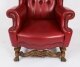 Antique Pair Crimson Leather Chippendale Wingback Throne Armchairs c.1920 | Ref. no. A3989 | Regent Antiques