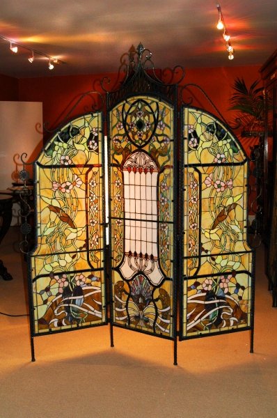 Stunning Art Nouveau Leaded Glass Dressing Screen Iron | Ref. no. 00779 | Regent Antiques