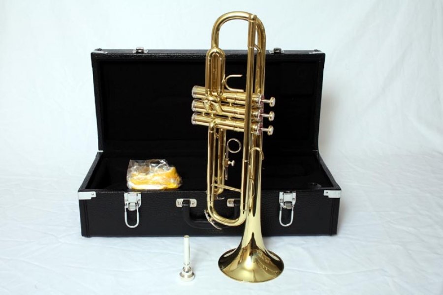 Lovely Brass Trumpet Original Case Mother of Pearl Keys | Ref. no. 02577a | Regent Antiques