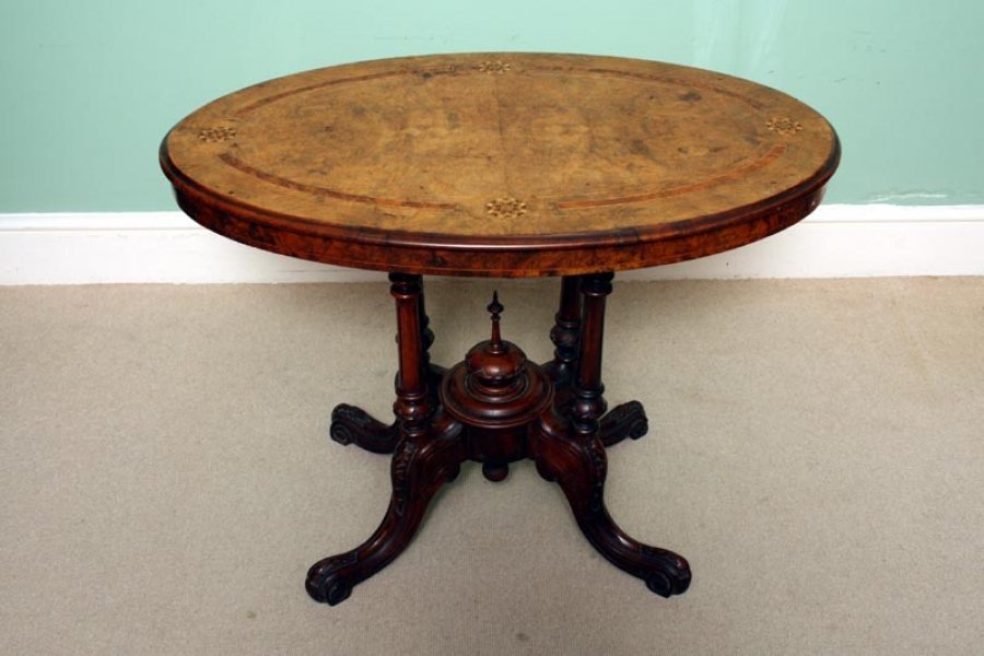 Antique Burr Walnut Inlaid  Oval Loo / Occasional Table | Ref. no. 02794 | Regent Antiques