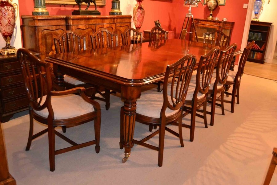 English Regency Dining Table & 10 Hepplewhite Chairs | Ref. no. 02972 | Regent Antiques