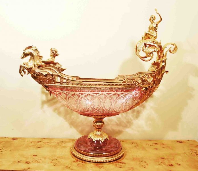 Huge Pink Cut Glass Centrepiece Ormolu Mounts | Ref. no. 03111 | Regent Antiques