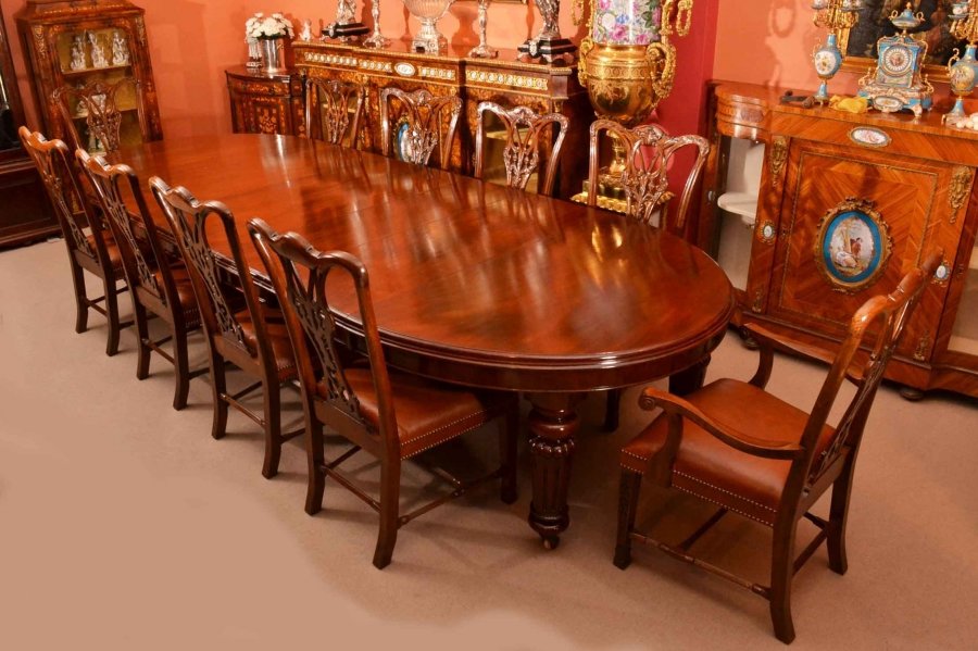 Antique Victorian Dining Table & 10 Chippendale  chairs | Ref. no. 03978b | Regent Antiques