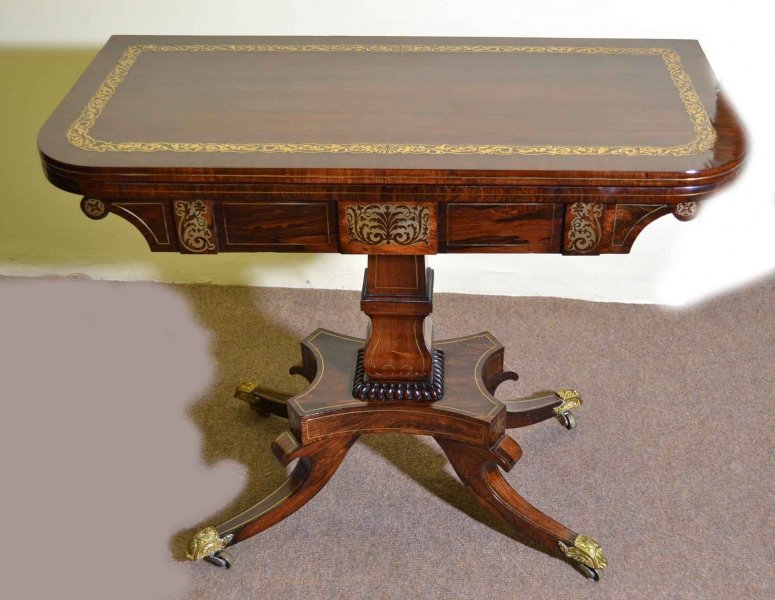 Antique Regency Rosewood Brass Inlaid Card Table | Ref. no. 04098 | Regent Antiques