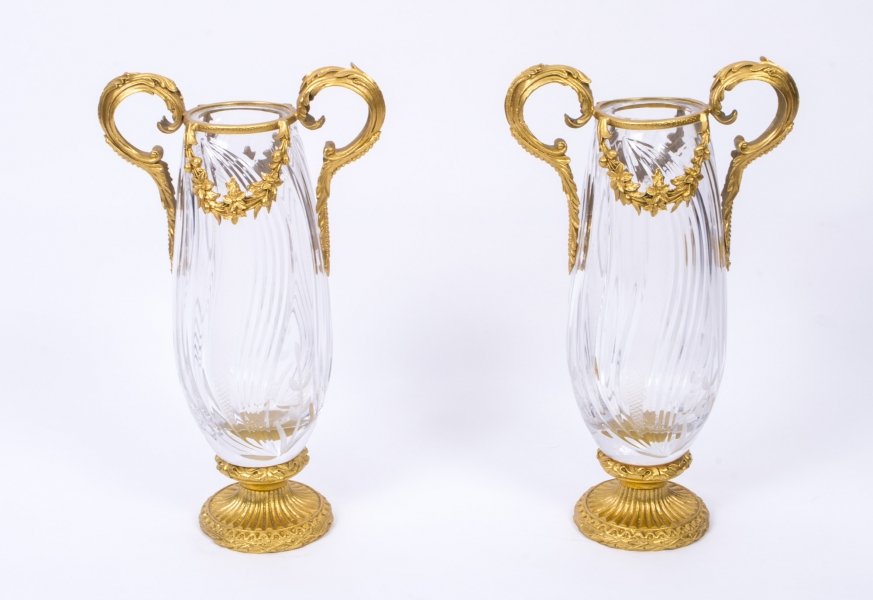 Pair of French Crystal & Gilded Ormolu Vases | Ref. no. 04351 | Regent Antiques