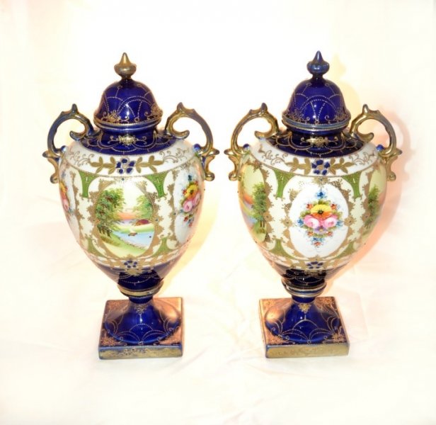 Vintage Pair Noritake Hand Painted Porcelain Vases | Ref. no. 05177 | Regent Antiques