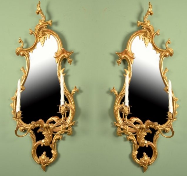 Vintage Pair of Italian Gilded Mirrors & Lights | Ref. no. 05733 | Regent Antiques