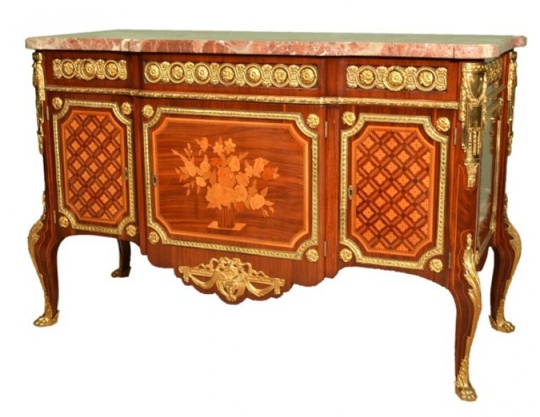 Antique French Marquetry Commode Sideboard Marble Top | Ref. no. 05830 | Regent Antiques