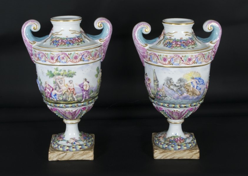 Antique Pair Capodimonte Porcelain Urns c.1900 | Ref. no. 05847 | Regent Antiques