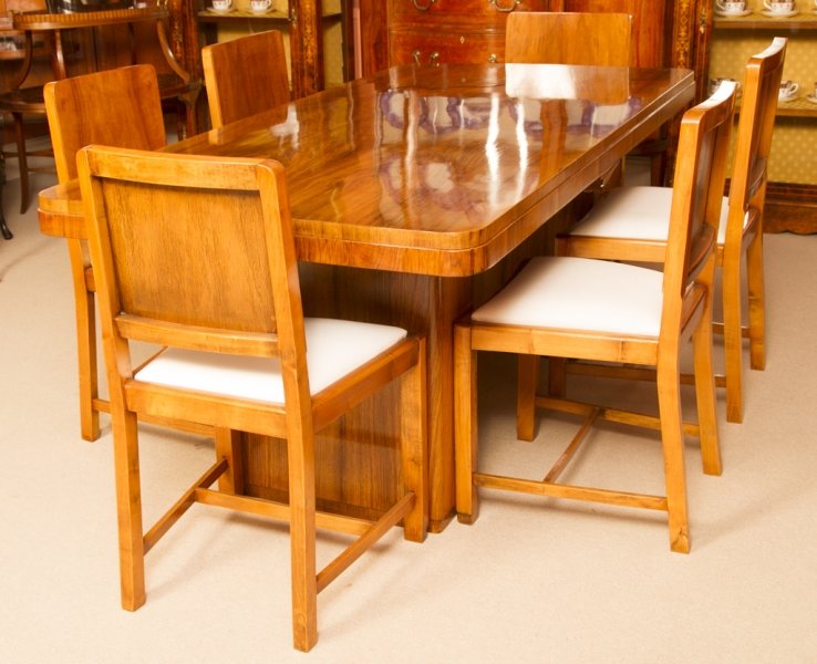Antique Art Deco Walnut Dining Table & 6 Chairs c.1920 | Ref. no. 05982 | Regent Antiques