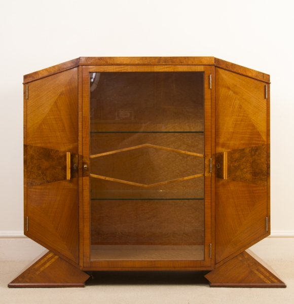 Antique Art Deco Satinwood Maple Display Cabinet c.1920 | Ref. no. 05988 | Regent Antiques