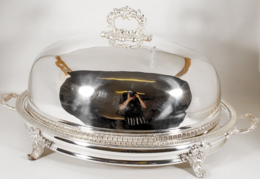 Huge Victorian Silver Plated Oval Domed Serving Tray | Ref. no. 06100 | Regent Antiques