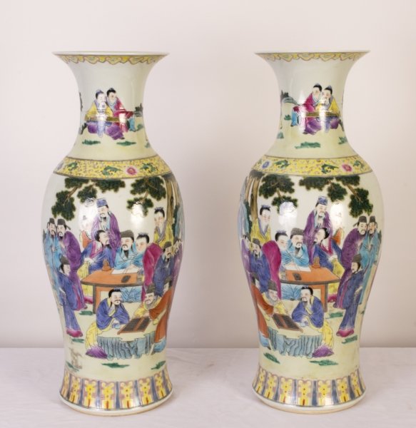 Pair 2ft Chinese Canton  Porcelain Vases Hand Painted | Ref. no. 06102 | Regent Antiques