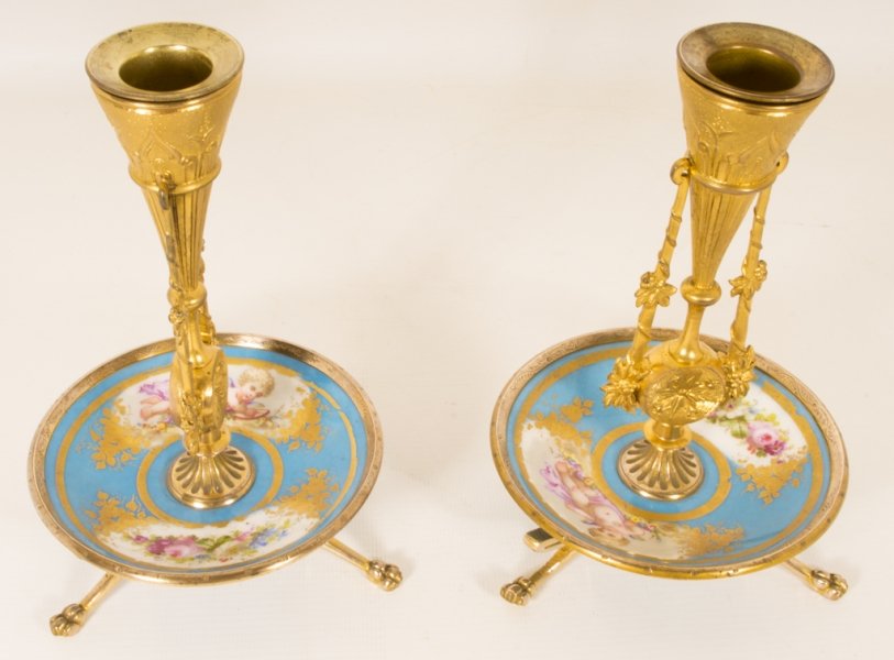 Antique Pair Sevres Porcelain Ormolu Candlesticks c1880 | Ref. no. 06161 | Regent Antiques