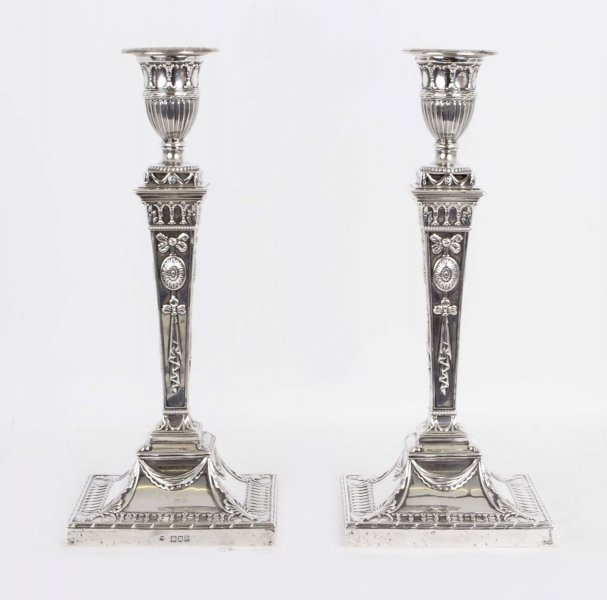 Antique Pair Silver Neo Classical Candlesticks 1900 | Ref. no. 06809 | Regent Antiques