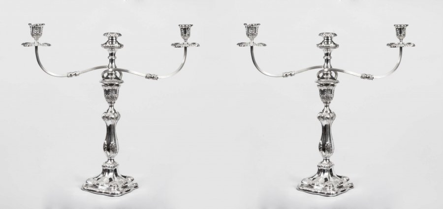 Beautiful Pair Sheffield Silver Plate 3 light Candelabra | Ref. no. 06933 | Regent Antiques