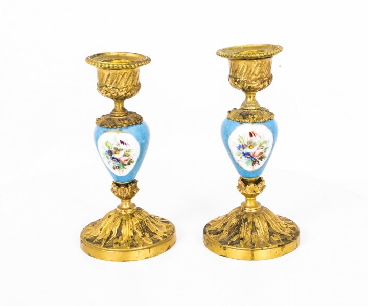 Antique Pair Sevres Porcelain Ormolu Candlesticks c.1870 | Ref. no. 07306 | Regent Antiques