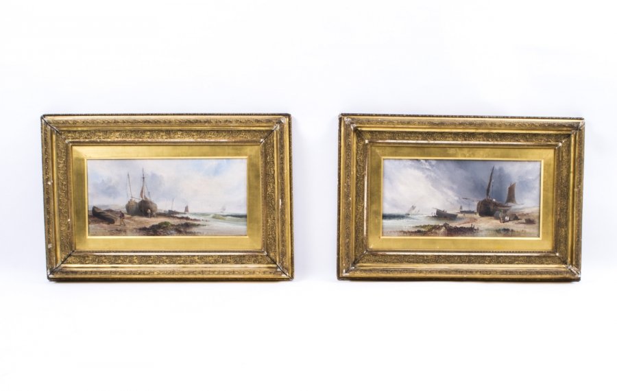 Antique Pair Oil Paintings  Coastal Scenes W A Wall 19th C | Ref. no. 07631 | Regent Antiques