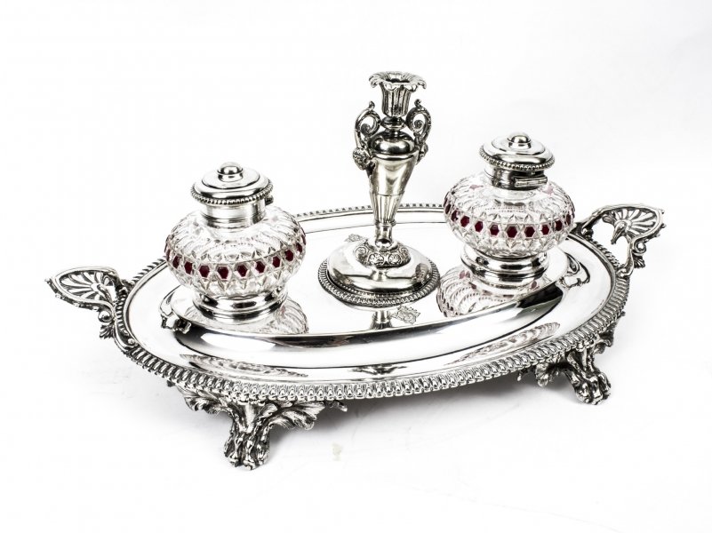 Antique English Silver plated Inkstan  Elkington C1870 | Ref. no. 07692 | Regent Antiques