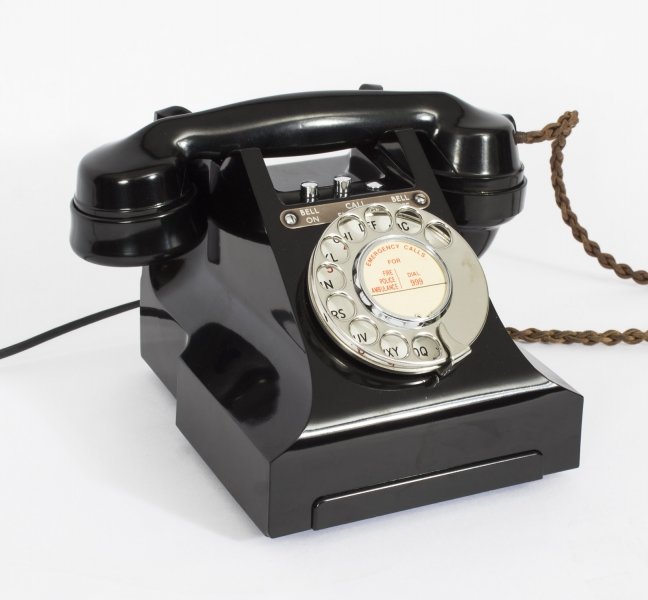 Mid Century Black Perspex Bakelite 328L Telephone 1946Antique | Ref. no. 08344 | Regent Antiques