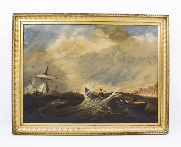 Antique Large Oil Painting J Clark 1865 Shipwreck | Ref. no. 08439 | Regent Antiques