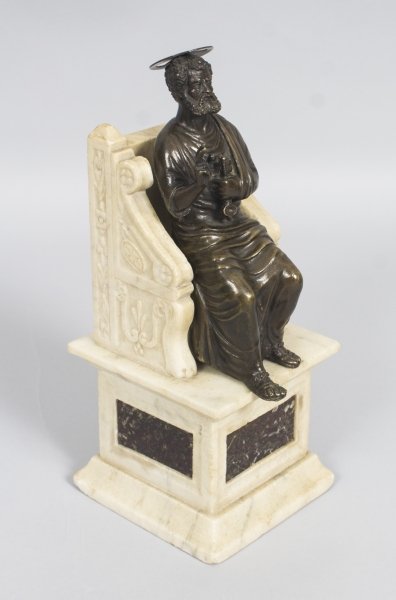 Antique Italian Bronze and Marble Sculpture of St Peter 19th Century | Ref. no. 08708 | Regent Antiques