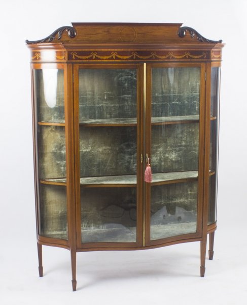 Antique Edwardian Serpentine Inlaid Mahogany Display Cabinet C1900 | Ref. no. 08751 | Regent Antiques