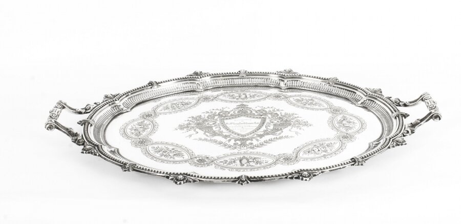 Antique Victorian Oval Silver Plated Tray by Mappin & Webb C 1880 19th Century | Ref. no. 09753 | Regent Antiques