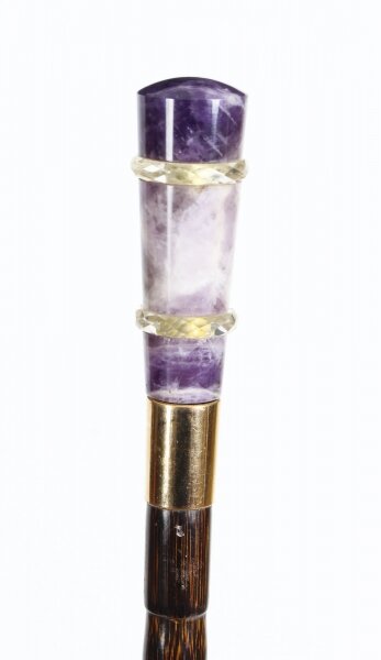 Antique French Art Deco  Amethyst, Rock Crystal & Bamboo Walking Stick  C1920 | Ref. no. A1200 | Regent Antiques