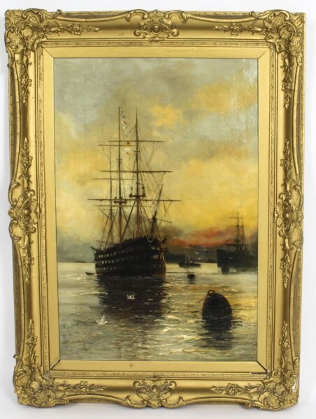 Antique English Oil on Canvas Painting of a River Scene Edward Fletcher 19th C | Ref. no. A1742 | Regent Antiques