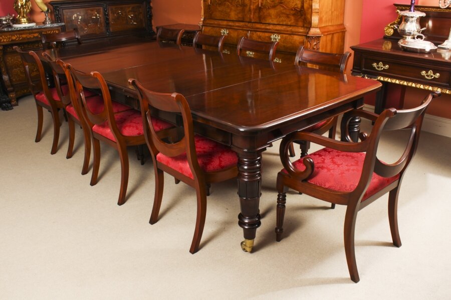 Antique Flame Mahogany Extending Dining Table C1830 & 10 chairs | Ref. no. A2543c | Regent Antiques