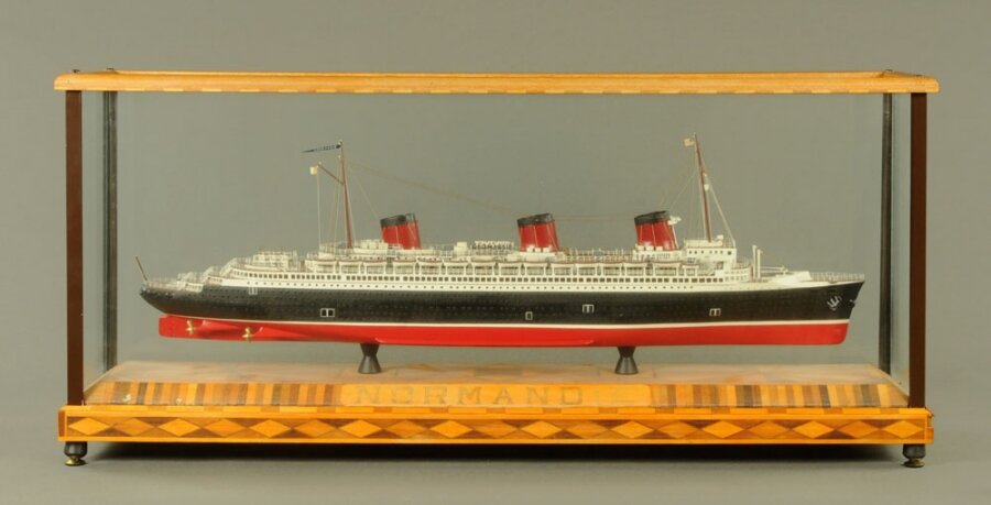 Vintage Cased Ship Model  of the SS Normandie in Parquetry Case 20th C | Ref. no. A2611 | Regent Antiques