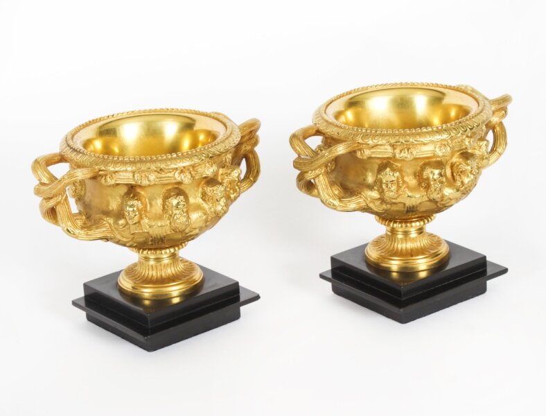 Antique Pair Italian Grand Tour Gilt Bronze Warwick Vases Urns 19th C | Ref. no. A2809a | Regent Antiques