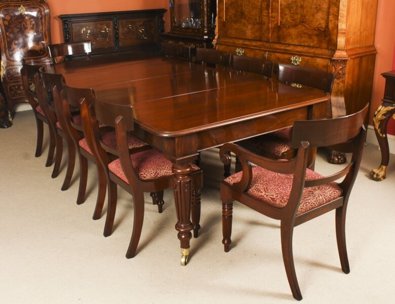 Antique Flame Mahogany Extending Dining Table & 10 Chairs  19th C | Ref. no. A3398a | Regent Antiques