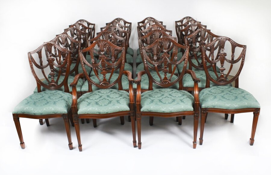 Vintage Set of Twenty Federal Revival Shield Back Dining Chairs 20th C | Ref. no. A3545a | Regent Antiques