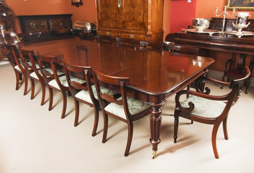 Antique William IV Dining Table C1835 & 12 Vintage Barback Dining Chairs | Ref. no. A3846b | Regent Antiques