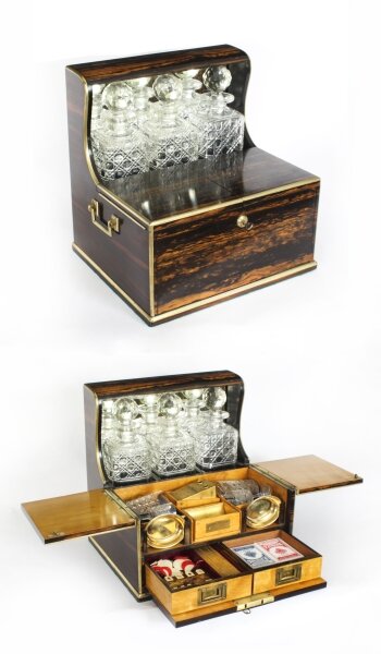 Antique Victoran Coromandel Three Crystal Decanter Tantalus & Games Circa 1870 | Ref. no. A3879 | Regent Antiques