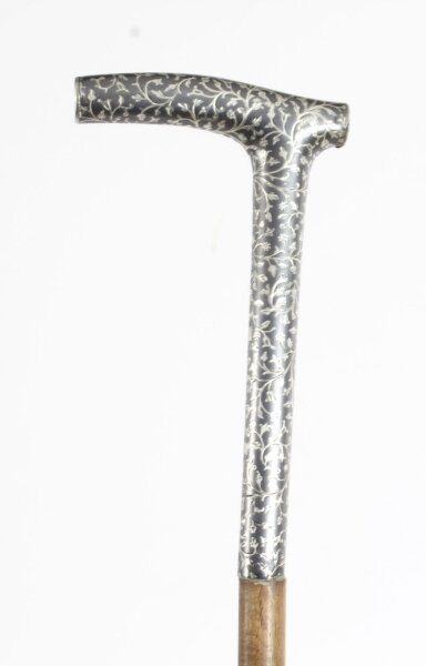 Antique Continental Silver Niello Walking Stick Cane C1880 91cm 36 inche | Ref. no. A3889b | Regent Antiques