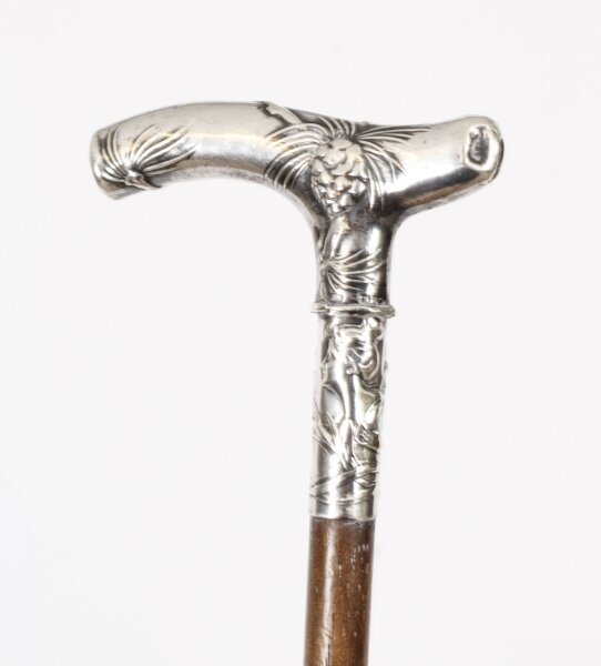 Antique English Silver Plated Malacca Walking Stick Cane 19th C 84cm/33inches | Ref. no. A3889c | Regent Antiques