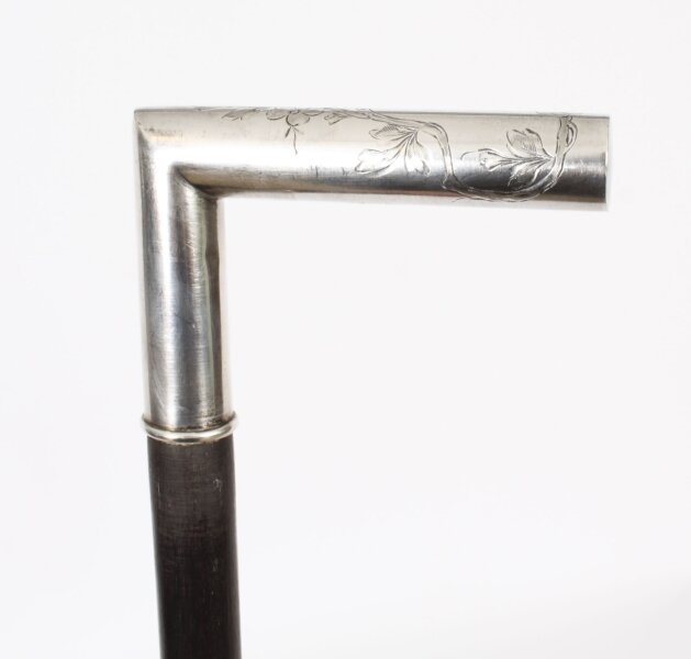 Antique Continental  Silver  Ebonized Walking Stick Cane 19th C 89cm/ 35inches | Ref. no. A3890c | Regent Antiques