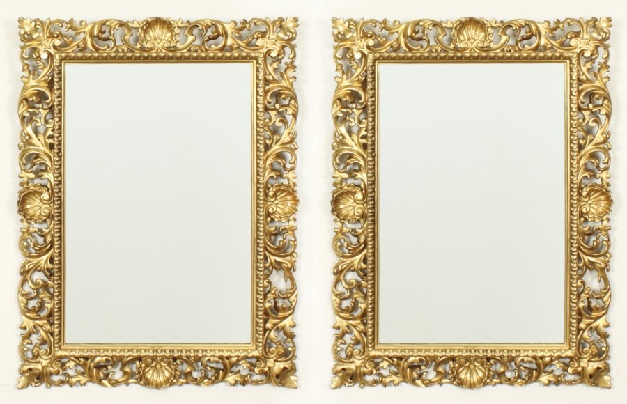 Antique Pair Italian Giltwood Florentine Overmantle Mirror 83 x 61cm 19thCentury | Ref. no. A3911 | Regent Antiques