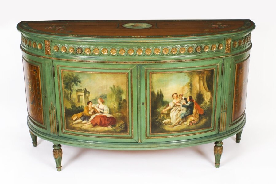 Antique French Painted Demi Lune Cabinet Commode  20th C | Ref. no. A3919a | Regent Antiques