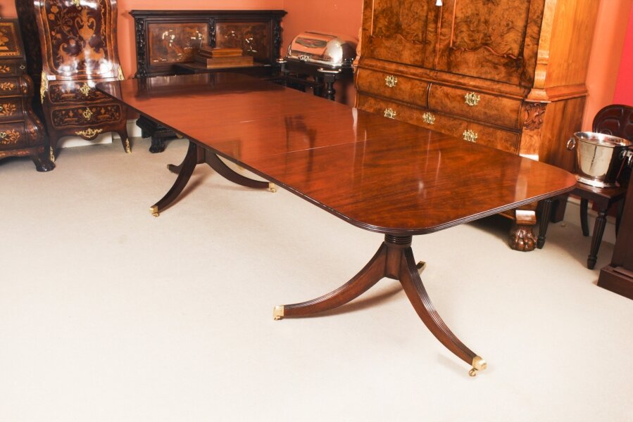 Vintage 10ft Regency Revival Mahogany Twin Pillar Dining Table  20th C | Ref. no. A3992 | Regent Antiques