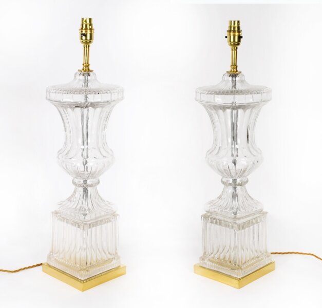 Vintage Pair of French Glass  & Ormolu Table Lamps  20th C | Ref. no. A3996 | Regent Antiques