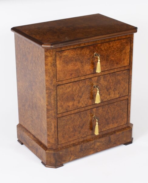 Bespoke Burr  Walnut Bedside Chest Cabinet | Ref. no. A3999a | Regent Antiques