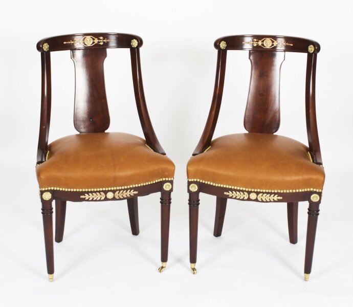 Antique Pair Empire Revival Ormolu Mounted Fauteuil ChairsC1880 19th C | Ref. no. A4007 | Regent Antiques