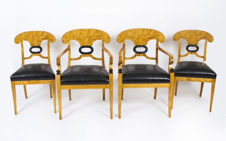 Antique Swedish Biedermeier Birchwood Pair  Arm chairs & Pair Side Chairs C1900 | Ref. no. A4010 | Regent Antiques